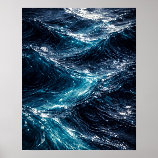 Abstract Deep Ocean Water Ripple Art Poster (Voorkant)