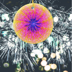 Abstract Delight Roze en Sinaasappel Keramisch Ornament