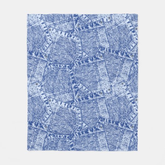Abstract Denim Pockets Patchwork naadloos patroon Fleece Deken (Voorkant)