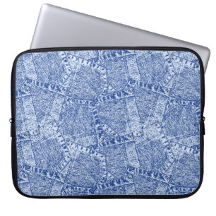 Abstract Denim Pockets Patchwork naadloos patroon Laptop Sleeve