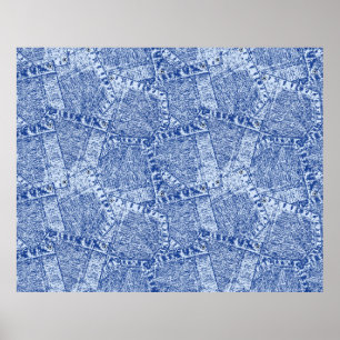 Abstract Denim Pockets Patchwork naadloos patroon Poster