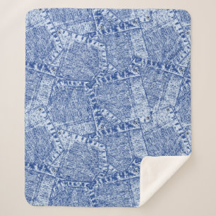Abstract Denim Pockets Patchwork naadloos patroon Sherpa Deken