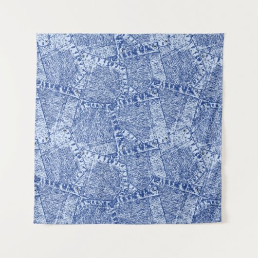 Abstract Denim Pockets Patchwork naadloos patroon Wandkleed (Voorkant)