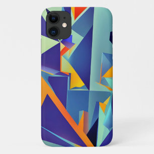 Abstract design 290 Cubisme blauw Sinaasappel Case-Mate iPhone Case