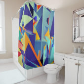 Abstract design 290 Cubisme blauw Sinaasappel Douchegordijn (In situ)