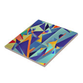 Abstract design 290 Cubisme blauw Sinaasappel Tegeltje (Zijkant)