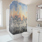 Abstract Design 84 vuur Sinaasappel Blauw Grijs Douchegordijn (In situ)