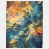 Abstract Design Blauw Goud Roze Fleece Deken (Voorkant)