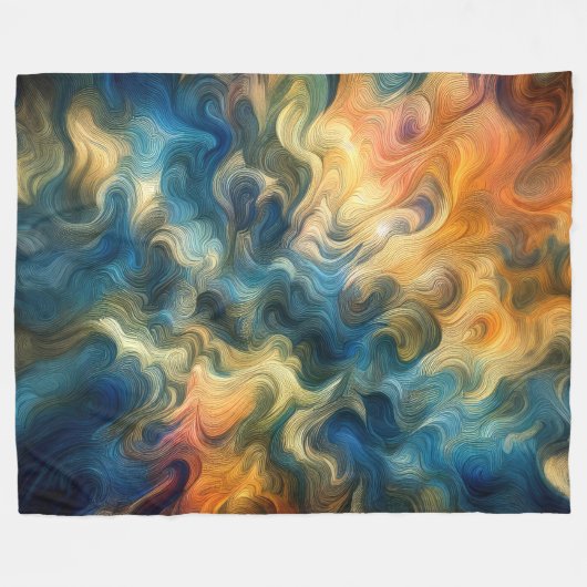 Abstract Design Blauw Goud Roze Fleece Deken (Voorkant (Horizontaal))