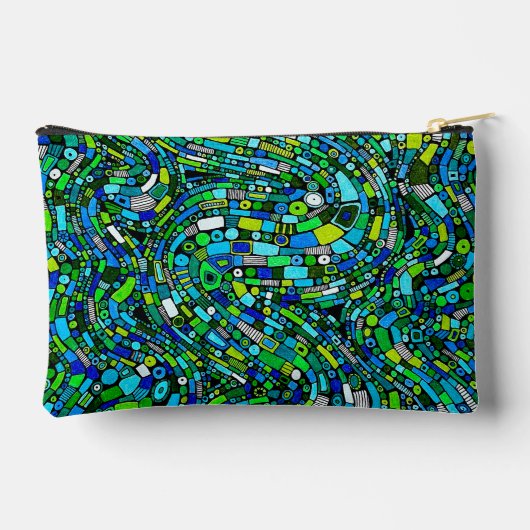 Abstract Design Blue Green Waves Shapes Etui (Achterkant)