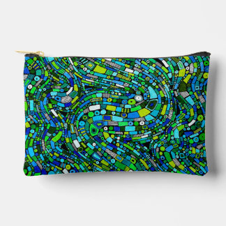 Abstract Design Blue Green Waves Shapes Etui