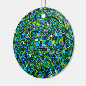 Abstract Design Blue Green Waves Shapes Keramisch Ornament (Links)