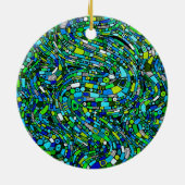 Abstract Design Blue Green Waves Shapes Keramisch Ornament (Achterkant)