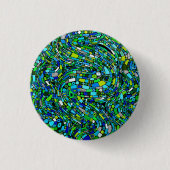 Abstract Design Blue Green Waves Shapes Ronde Button 3,2 Cm (Voorkant)