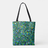 Abstract Design Blue Green Waves Shapes Tote Bag (Achterkant)
