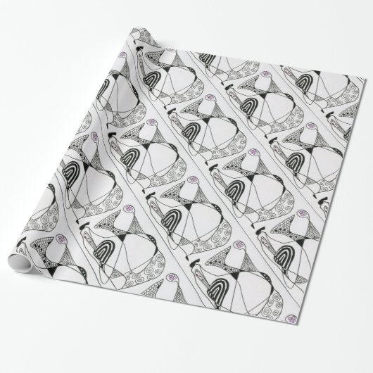 Abstract design-opbergpapier voor "Dansend Hen" Cadeaupapier (Uitgerold)