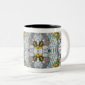 Abstract design with flowers and bees mug theme  tweekleurige koffiemok (Voorkant rechts)