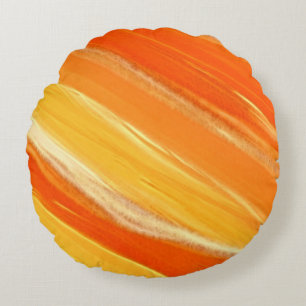 Abstract Diagonaal Oranje en Gele Strepen Rond Kussen