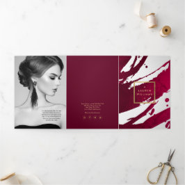 Abstract Diep Robijnrood Kwaststreken Brochure Drieluik Kaart