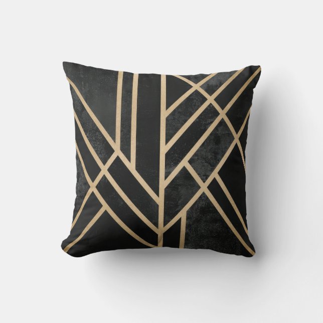 Abstract diep zwart decoratief patroon  kussen (Voorkant)