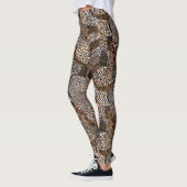 Abstract Dier Druk bruine witte stippen af Leggings (Links)