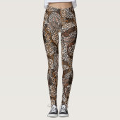 Abstract Dier Druk bruine witte stippen af Leggings (Voorkant)