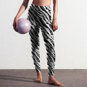 Abstract Dier Zebra Skin Zwart Wit Patroon Leggings