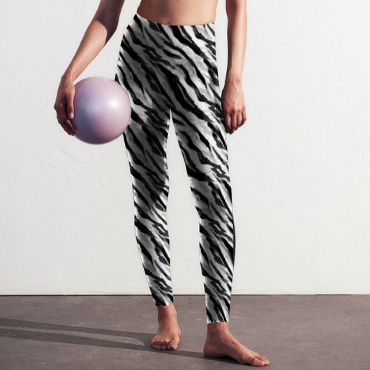 Abstract Dier Zebra Skin Zwart Wit Patroon Leggings