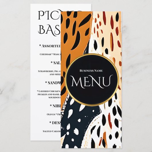 Abstract Dierenprint Safari Moderne Evenementen De Menu (Voorkant / Achterkant)