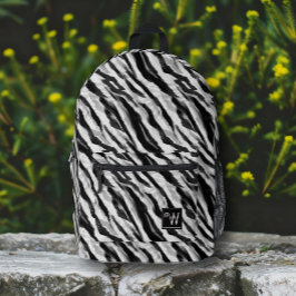 Abstract Dierlijke Zebra Huid Zwart Wit Monogram Bedrukte Rugzak