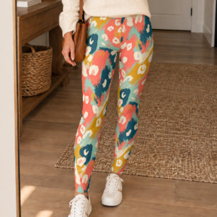 Abstract dierprint met meerdere kleuren penseelstr leggings