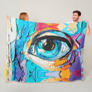 Abstract digitaal olieverfschilderij van mooie oge fleece deken
