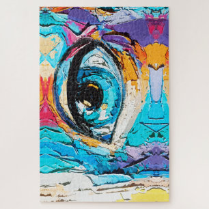 Abstract digitaal olieverfschilderij van mooie oge legpuzzel