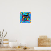 Abstract digitaal patroon glitch pop behang poster (Keuken)