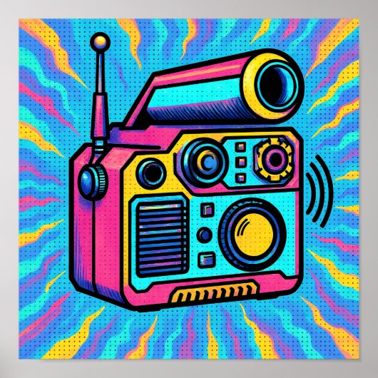 Abstract digitaal patroon glitch pop behang poster (Voorkant)