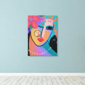 Abstract digitaal portret met alle indrukwekkende canvas afdruk (Insitu (Houten vloer))