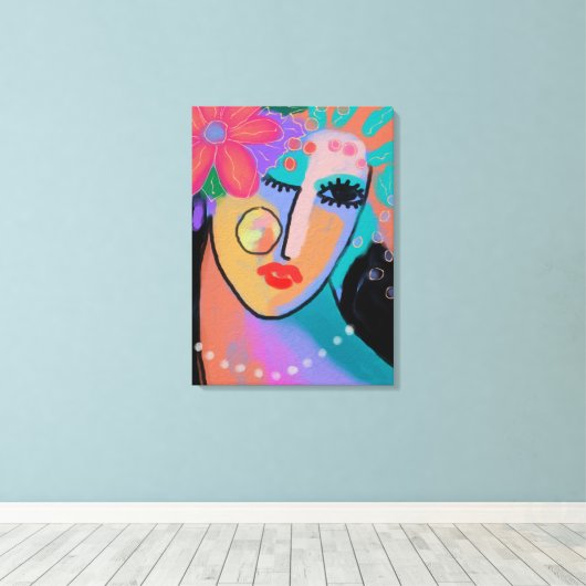 Abstract digitaal portret met alle indrukwekkende canvas afdruk (Insitu (Houten vloer))