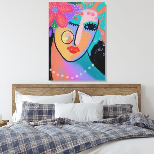 Abstract digitaal portret met alle indrukwekkende canvas afdruk (Insitu (Slaapkamer))