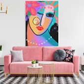 Abstract digitaal portret met alle indrukwekkende canvas afdruk (Insitu (Woonkamer))