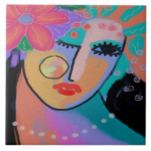 Abstract digitaal portret met alle indrukwekkende  tegeltje