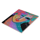 Abstract digitaal portret met alle indrukwekkende  tegeltje (Zijkant)