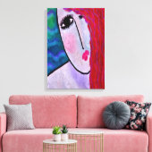 Abstract Digitaal Portret van een Rode Haired Vrou Canvas Afdruk (Insitu (Woonkamer))