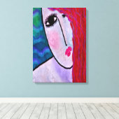 Abstract Digitaal Portret van een Rode Haired Vrou Canvas Afdruk (Insitu (Houten vloer))