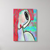 Abstract digitaal portret van een rood hoofd canvas afdruk (Voorkant)