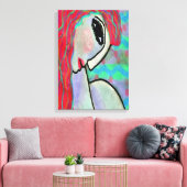 Abstract digitaal portret van een rood hoofd canvas afdruk (Insitu (Woonkamer))