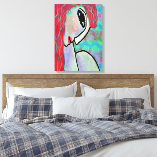 Abstract digitaal portret van een rood hoofd canvas afdruk (Insitu (Slaapkamer))