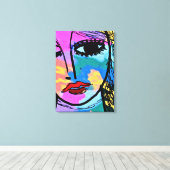 Abstract digitaal portret van een vrouw bekijken canvas afdruk (Insitu (Houten vloer))