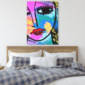 Abstract digitaal portret van een vrouw bekijken canvas afdruk (Insitu (Slaapkamer))