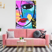 Abstract digitaal portret van een vrouw bekijken canvas afdruk (Insitu (Woonkamer))