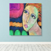 Abstract digitaal portret van een vrouw canvas afdruk (Insitu (Houten vloer))